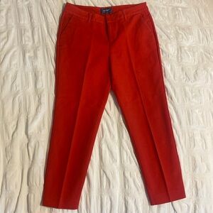 Red Mid Rise Pants